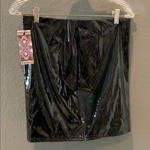 Vinyl High Waist Mini Skirt